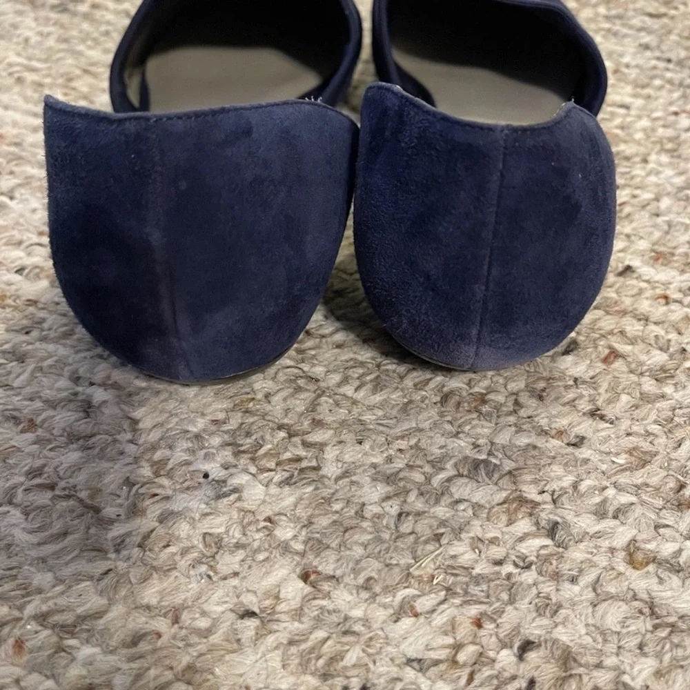 Eileen Fisher Ida Flats Loafers Shoes Womens Size 8 Blue Suede Side Cut Out - Picture 4 of 6